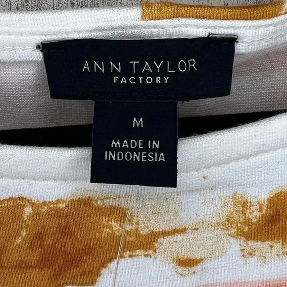 Ann Taylor Factory Womens Sleeveless Shirt Top Pink Tan Scalloped Size Medium - Picture 7 of 7
